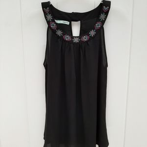 Maurices Black Embroidered Tank Top Blouse